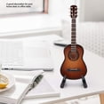 thumbnail image 3 of Miniature Wooden Guitar Musical Instrument Model Display with Stand and Case (Brown 10 cm), 3 of 5