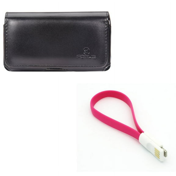 Case Belt Clip w Short USB Cable for iPhone 8/7/6S/6 - Leather Swivel Holster Loops Cover, Charger Cord Power Wire Fast Charge for iPhone 8/7/6S/6 Models