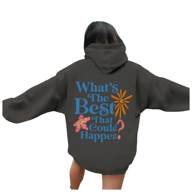 Sweat à Capuche Imprimé Lettre pour Femmes Manches Longues avec Poches Chandails en Molleton et Chandails à Capuchon pour Femmes Automne Chandails en Molleton à Fermeture Éclair pour Femmes Veste de Marche pour Femmes