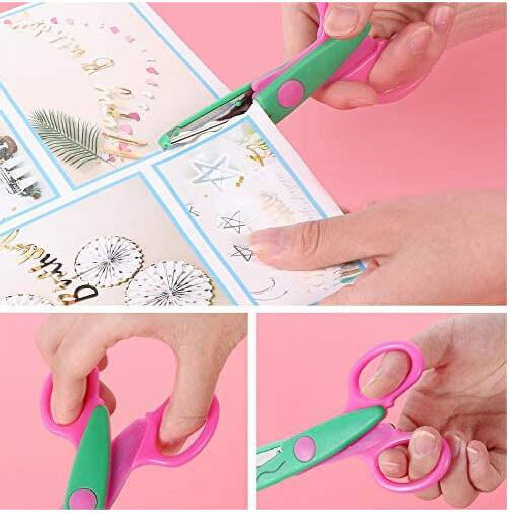 Artrylin Assorted Colors Crafting Paper DIY Craft Scrapbooking Supplies Scissors  Decorative Edge Scissors for Teachers Kids Toddler Safety 6 Patterns 6 Pack  