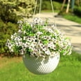 thumbnail image 3 of Artificial Flowers for Outdoors Plants Fake Plants Uv Resistant Faux Plastic Daffodils Flower Greenery Boxwood for Spring Planters Outdoor Front Porch Garden Porch Patio Decoration (White), 3 of 5
