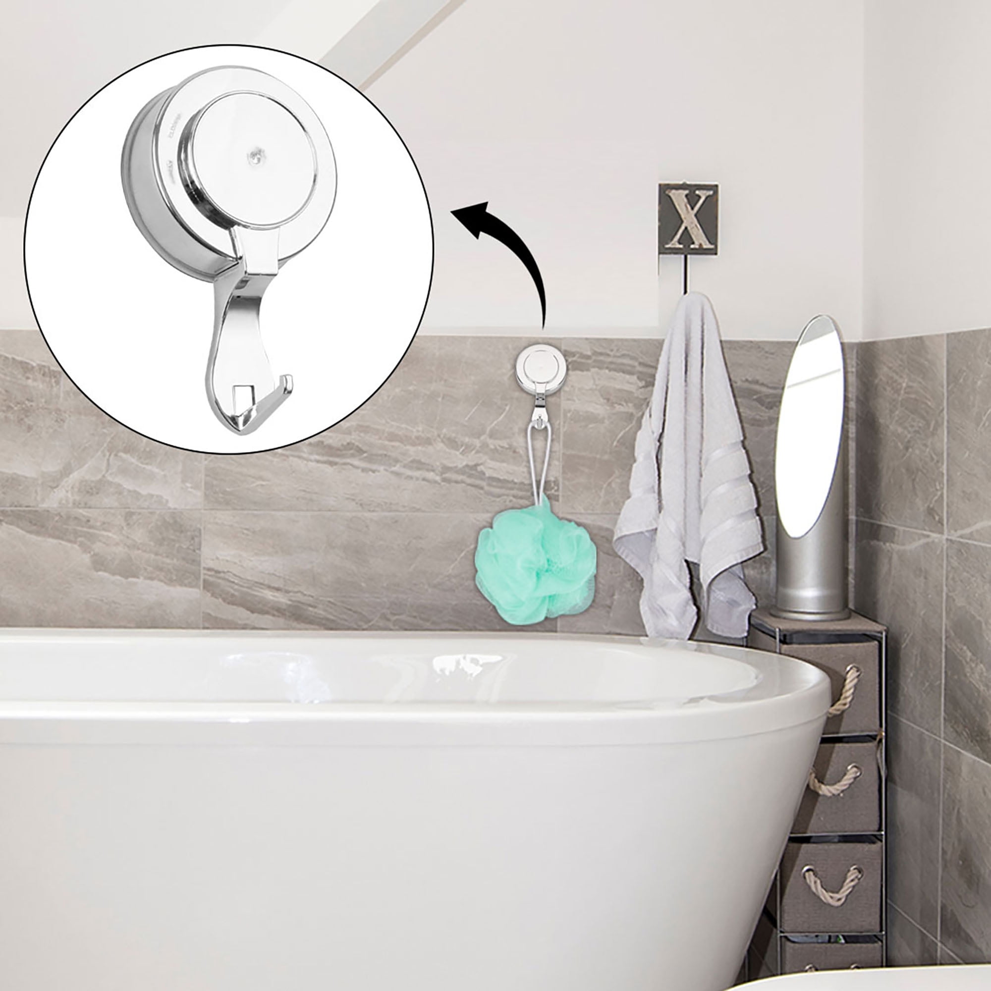 2pcs Suction Cup Hook 4.4" Diameter Suction Bathroom Glass Window Vacuum Hook Wall Hanger