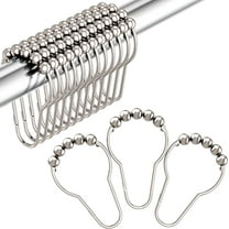 Amazer Rustproof Stainless Steel Shower Curtain Rings Hooks Set of 12 Polished Nickel