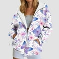 thumbnail image 2 of idosla Womens Zip Up Hoodies Oversized Sweatshirts Drawstring School Butterfly Printed Outfits Casual Jackets 2025 Clothes (Light Purple, XL), 2 of 7