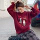 thumbnail image 2 of Suéter de punto con bordado de oso de moda navideña de Inglaterra, chaquetas para mujer, suéter informal de manga larga de gran tamaño, jerséis, tops, 2 of 5