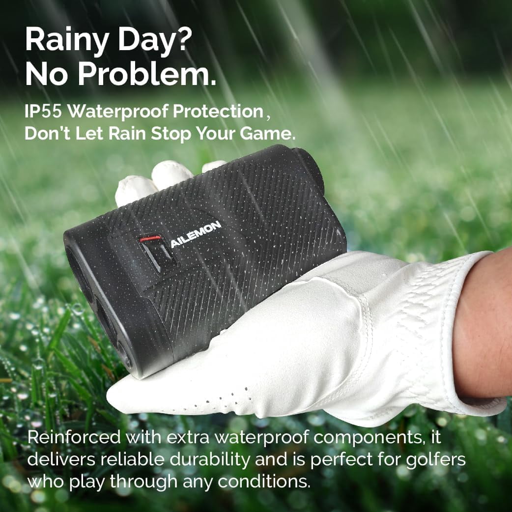 AILEMON Golf Rangefinder with Slope Switch, Flag Pole Locking with Pulse Vibration, 6X Magnification Laser Range Finder Golfing & Hunting, 900 Yards Rangefinders with Magnet Stripe