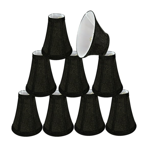 Aspen Creative 30070-9 Small Bell Shape Chandelier Clip-On Lamp Shade Set (9 Pack), Transitional Design in Two-Tone Black, 6" bottom width (3" x 6" x 5" )