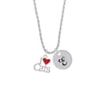 thumbnail image 2 of Delight Jewelry Silvertone I Love Cats with Red Heart Silvertone Script Initial Disc - E - Charm Necklace, 20"+3", 2 of 4