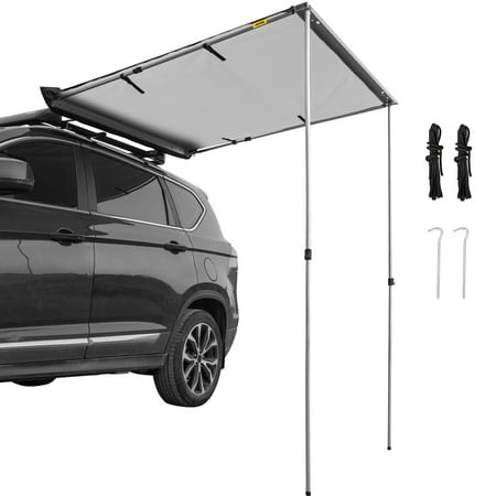 BENTISM Car Awning Car Tent Retractable Waterproof SUV Rooftop Grey 6'x6'