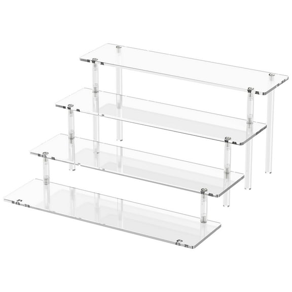 4 Tier Perfume Display Stand, Clear Acrylic Cupcake Riser for Dessert Table, Decorative Organizer for Figures Collections, Multifunctional Shelf for Home Decor, clear