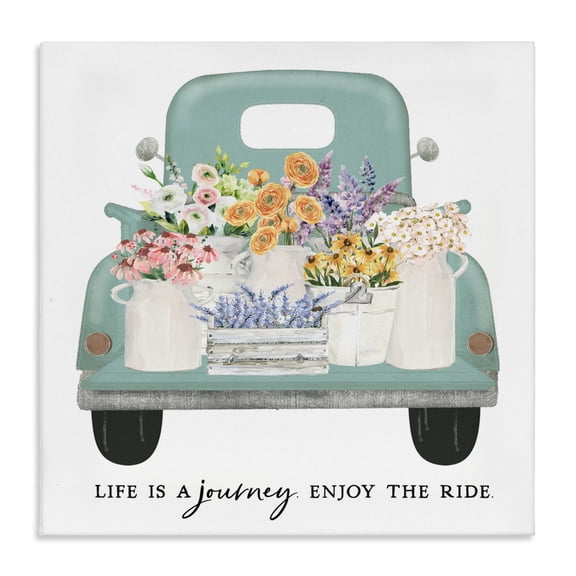 Enjoy Ride Floral Truck Canvas Wall Art, design by Lettered and Lined