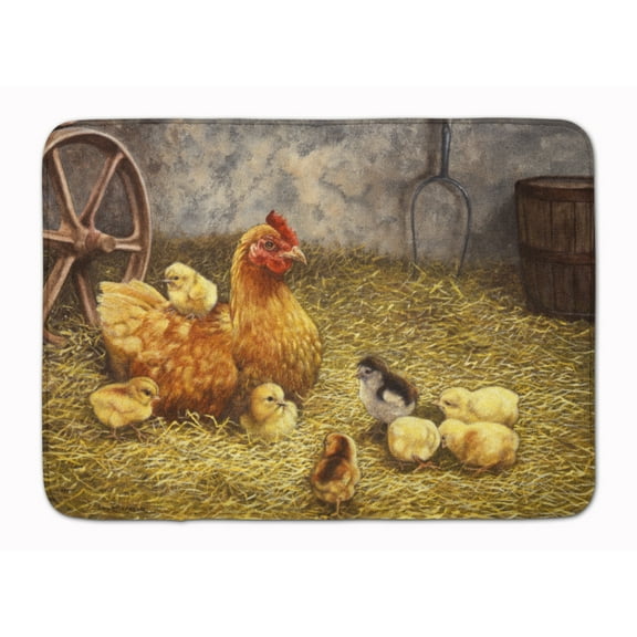 Chicken Hen and Her Chicks Machine Washable Memory Foam Mat