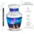 thumbnail image 2 of JAGASY Northern Lights Cremation Urn for Ashes Adult Male, Blue Small Urns for Human Ashes, Starry Sky Decorative Urns for Daughter, Mountain Miniature Keepsake Urn for Son, (3 Inch), 2 of 7