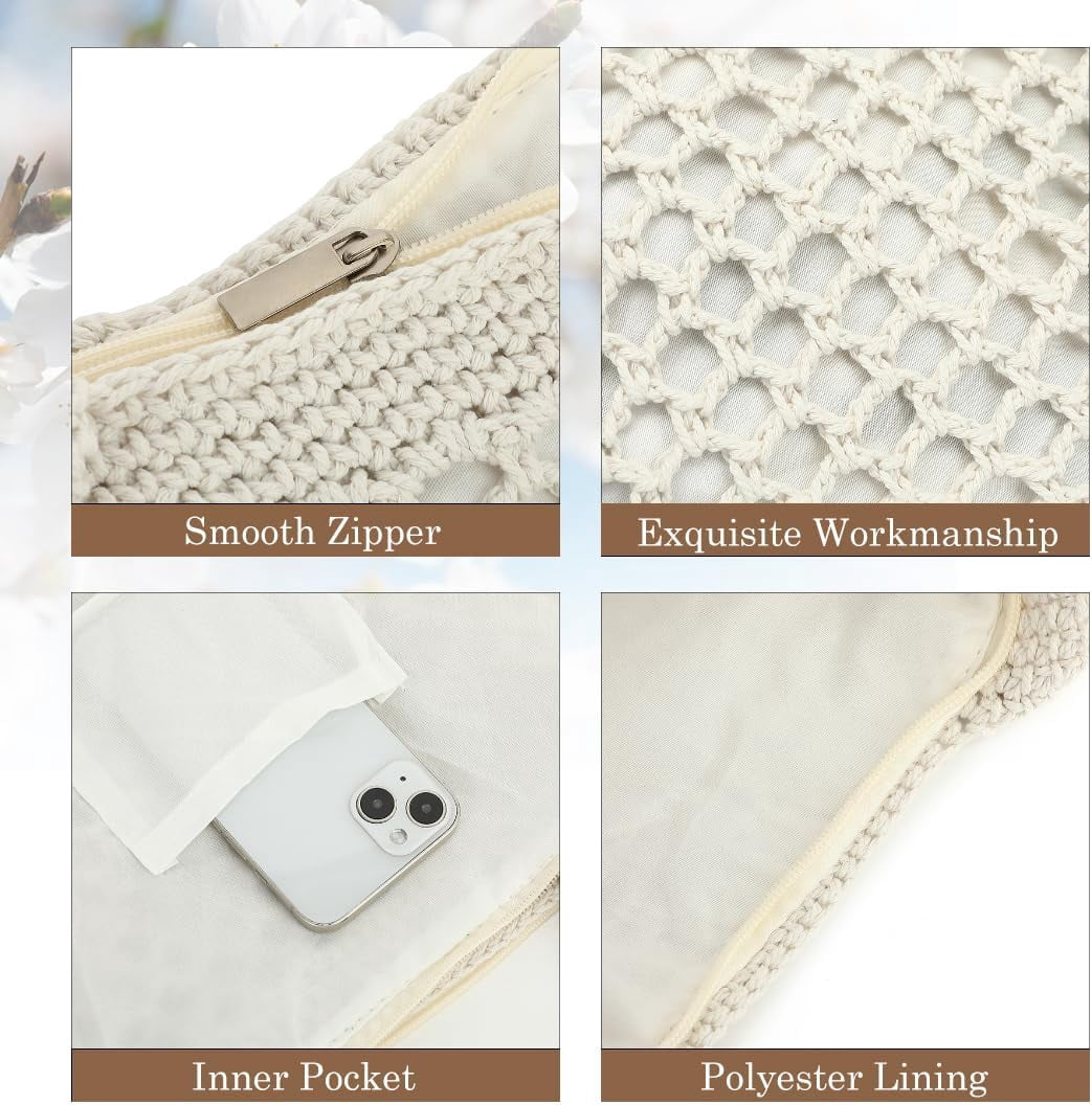 Woven Tote Bag for Women, Summer Beach Bag Large Crochet Shoulder Purse Handbag Boho Knit Bag for Summer Travel