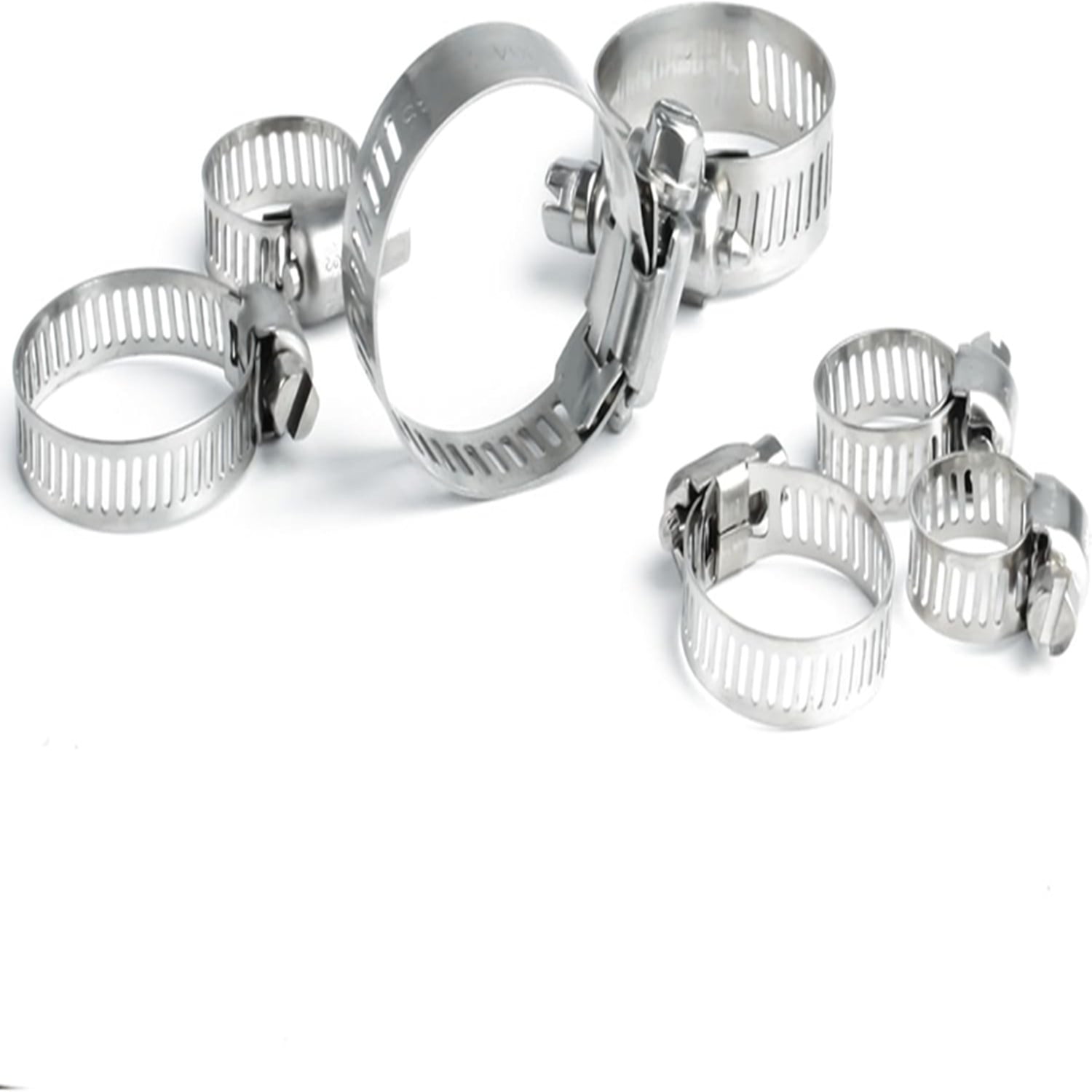 60-Piece Black Stainless Steel Hose Clamp Set – Adjustable Worm Gear, Universal Sizes