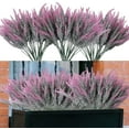 thumbnail image 2 of 12 paquetes de flores artificiales para exteriores, plantas resistentes a los rayos UV, arbustos verdes de lavanda de plástico sintético para macetas colgantes oso de fresa  Juguete, 2 of 5