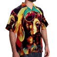 thumbnail image 2 of Retro Dog Men's Short Sleeve Spread Collar Hawaiian Shirts, Casual Printed Button Down Summer Beach Tops, Unisex Men's Shirts, 2 of 6