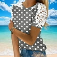 thumbnail image 4 of Daisy Printed Tops for Womens Scooped Neck Tee Short Sleeve Tops Hollow Out Loungewear Loose Fitted Tunic Blouses Baggy Boho Dressy Shirts Beach Holiday T-Shirts Blouses, 4 of 7