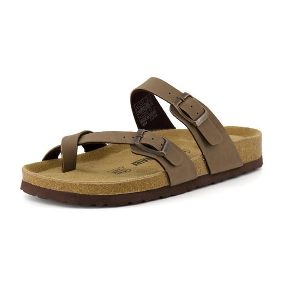 Sandalias CUSHIONAIRE Luna con plantilla de corcho para mujer, color marrón, talla 6.5