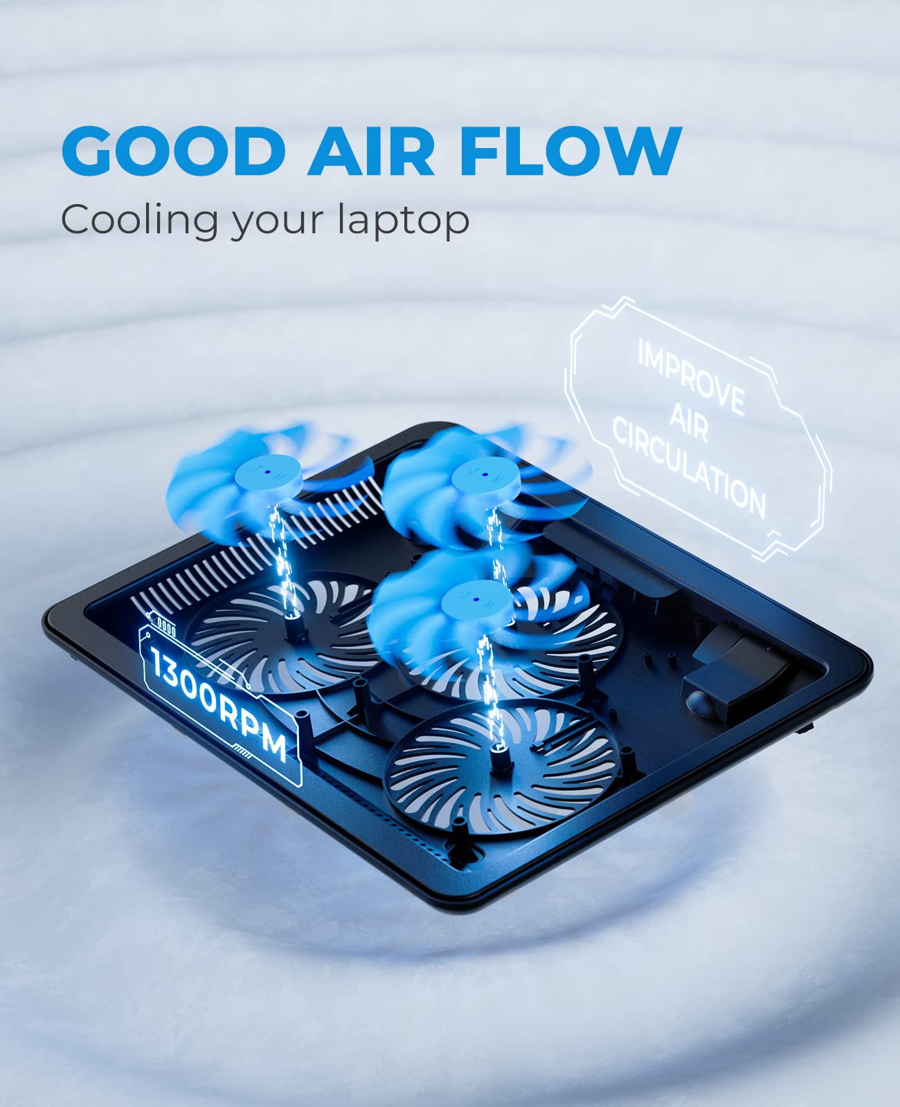 Hv-f2056 15.6"-17" Laptop Cooler Pad - Slim Portable Usb (3 Fans)  Black/blue