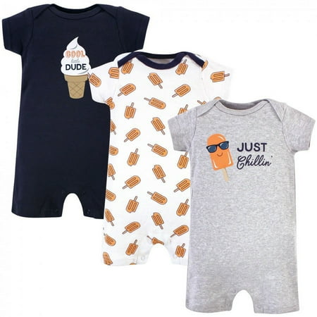UPC: 0660168527735 | Hudson Baby Infant Boy Cotton Rompers 3pk  Chillin Popsicle  3-6 Months