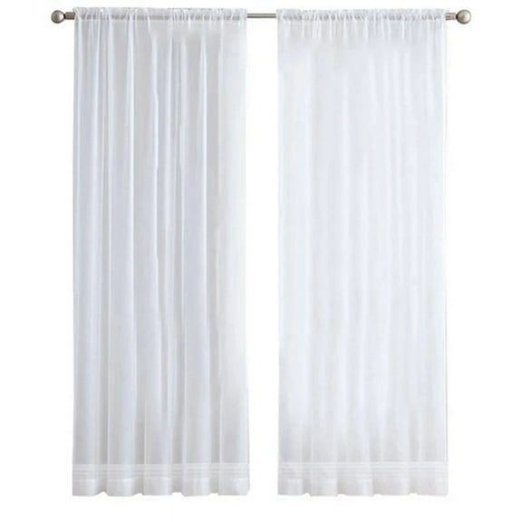 4 Panels White Sheer Curtains 84 Inches Long for Bedroom Living Room