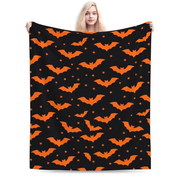 Halloween Gift Blanket,Bat Flannel Throw, Soft Cozy Blanket for Bedroom Sofa Couch Dorm, Spooky Halloween Home Decor 50x40