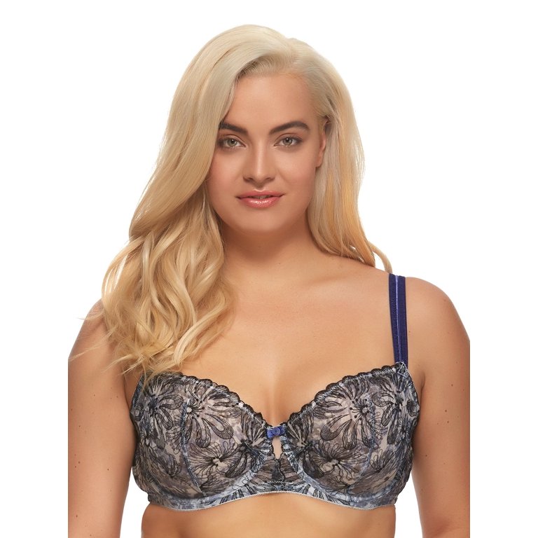 Women's Cotton Full Coverage Wirefree Non-padded Lace Plus Size Bra 46C