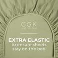 thumbnail image 4 of CGK Linens 400 Thread Count Single Fitted Sheet Only - King Size 100% Cotton Sateen Bottom Sheet, Fits Mattress Up To 16", Sage Green, 4 of 5