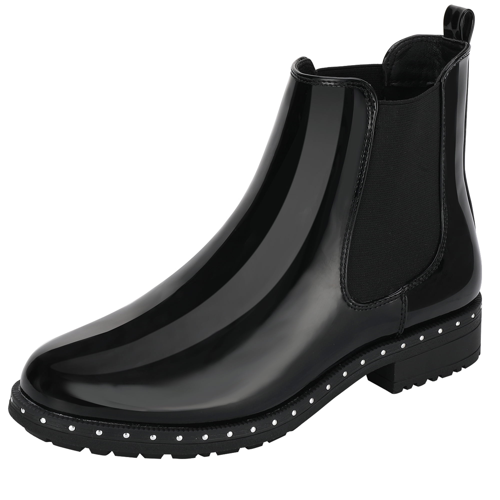 Women Waterproof Chelsea Boots Rubber Ankle Rain Boots Anti Slip Booties Slip on shoes Black 5