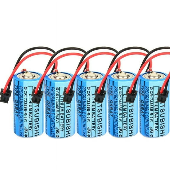 5 Pcs 1800mAh CR17335SE-R 3V Q6BAT Non-Rechargable 3V Battery for Mitsubishi Q170HBATC Q25PRHCPU QNS FANUC System PLC Memory Backup Power