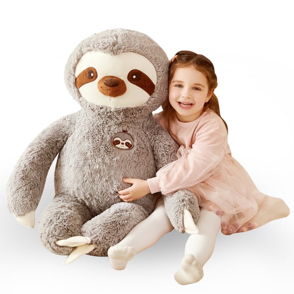 IKASA Giant Sloth Stuffed Animal Plush Toy,Large Jumbo 30" Gray Huge Cute Soft Toys,Big Size Fluffy Plushy Fat Oversized Plushie,Gifts for Kids Girls Boys Girlfriend Children
