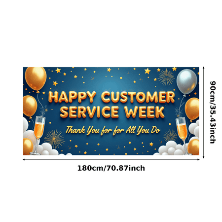 Festive Design Happy Customer Service Week Appreciation Banner for Corporate Event Office Celebration Thank You