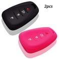 thumbnail image 2 of 2pcs Dobrev 4 Buttons Silicone Case Protector Key Fob Cover Smart Car Remote Holder for 2016 2017-2019 Chevrolet Malibu Chevy Camaro (Black and Pink), 2 of 4