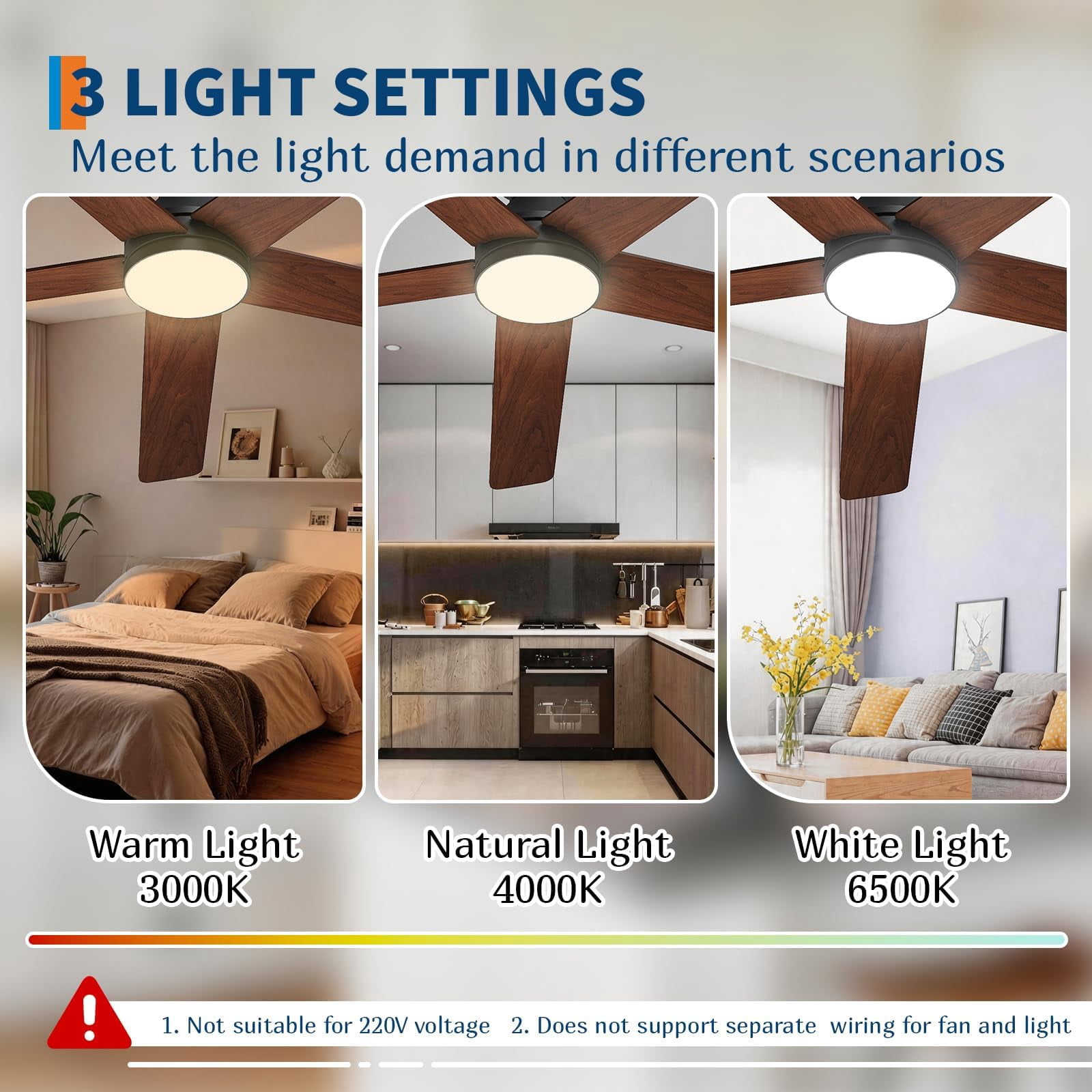 42 Inch Low Profile Ceiling Fan with Light and Remote – Modern Flush Mount DC Motor LED Dimmable 5-Blade Fan for Bedroom Living Room