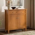 thumbnail image 3 of Simpli Home Warm Shaker 36 inch Wide Solid Wood Transitional Entryway Storage Cabinet in Light Golden Brown, 3 of 13