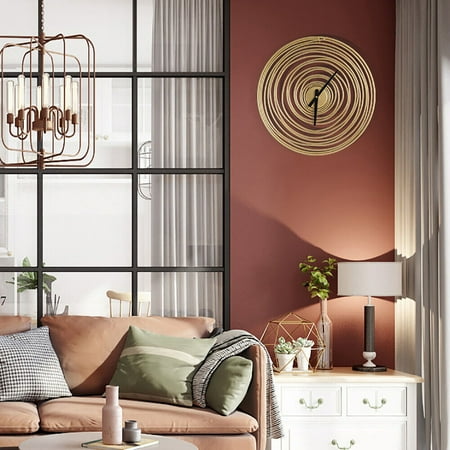 Creative Tree Ring Design Metal Wall Clock, Silent Movement, Modern Gold Color, 19 Inches, Suitable for Kitchen, Living Room, Office, and More