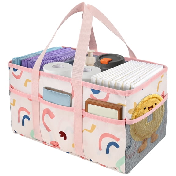 Grusce Diary Nappy Caddy Organiser, Baby Diaper Caddy for Nappy Station Stylish Storage Basket for Newborn Essential Baby Shower Present for Girl or Boy