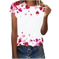 thumbnail image 1 of Hyknon Hauts pour Femmes Été Saint-Valentin Imprimé Amour Manches Courtes Décontracté Col Rond Pull-Over Doux Polyvalent pour Femmes, 1 of 5