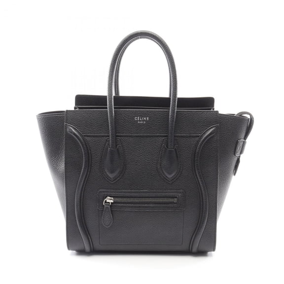 Pre-Owned Celine Luggage Micro Shopper Tote Bag, Leather Handbag, Women's, Black