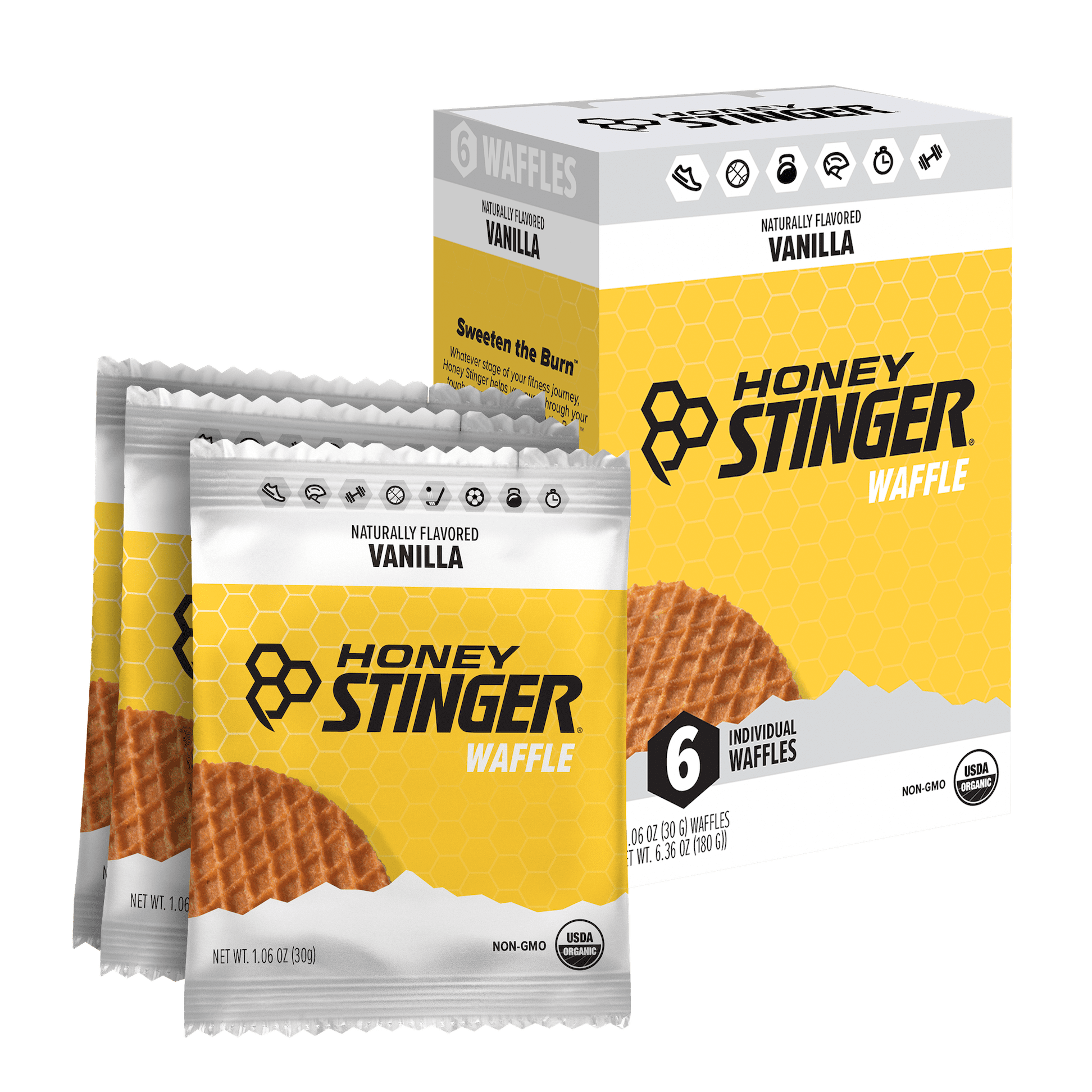 Honey Stinger Organic Healthy Snack Waffle, Vanilla, 6 Ct