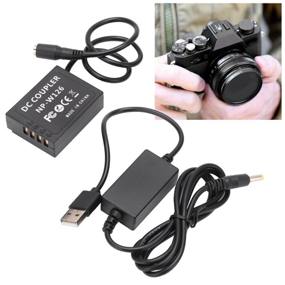 Kit De Acoplador De CC NP-W126 Dummy DC, Batería De Acoplador USB De CC Duradero Estable Con Cable De Accionamiento USB Con Cable De Transmisión USB Para XH1 Para XT20 Para XT2
