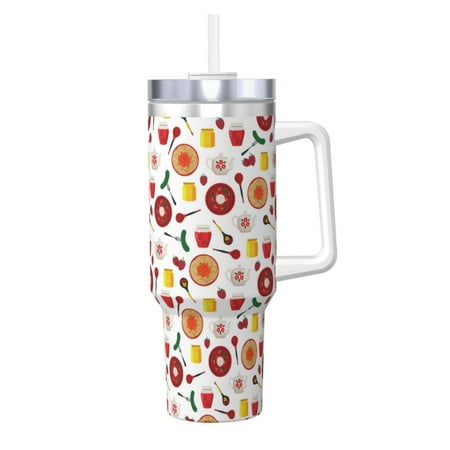 

Salouo Oriental Cuisine for 40oz Water Bottle with Handle & Flip Straw - Stainless Steel Vacuum Insulated Tumbler-Reusable Travel Coffee Mug- Gifts for Women & Men