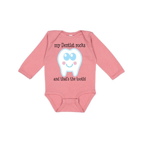 Inktastic Dentist Rocks Tooth Boys or Girls Long Sleeve Baby Bodysuit