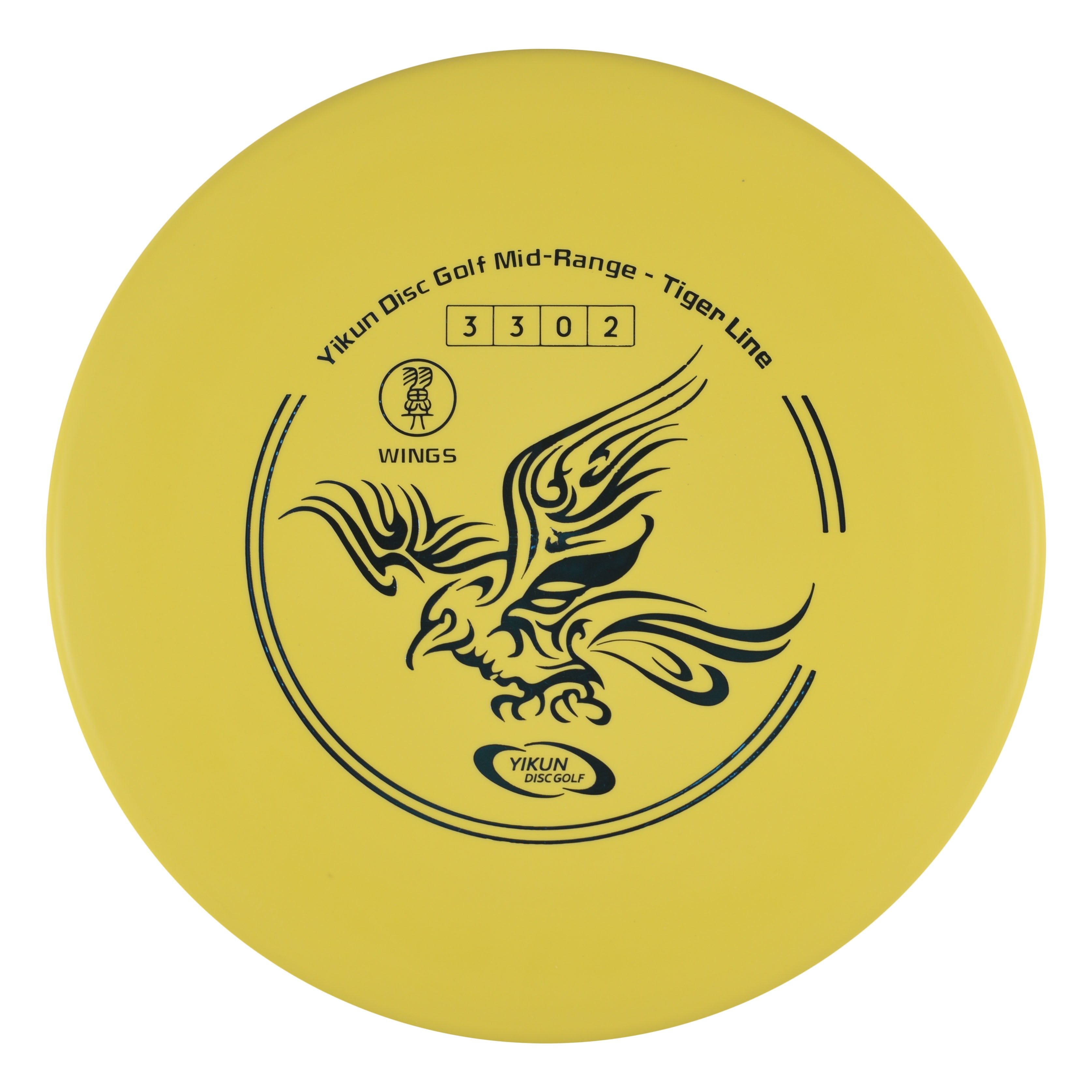 Yikun Discs Wings MidRange Disc Golf Utility Disc Grippy Tiger Line Plastic (Yellow