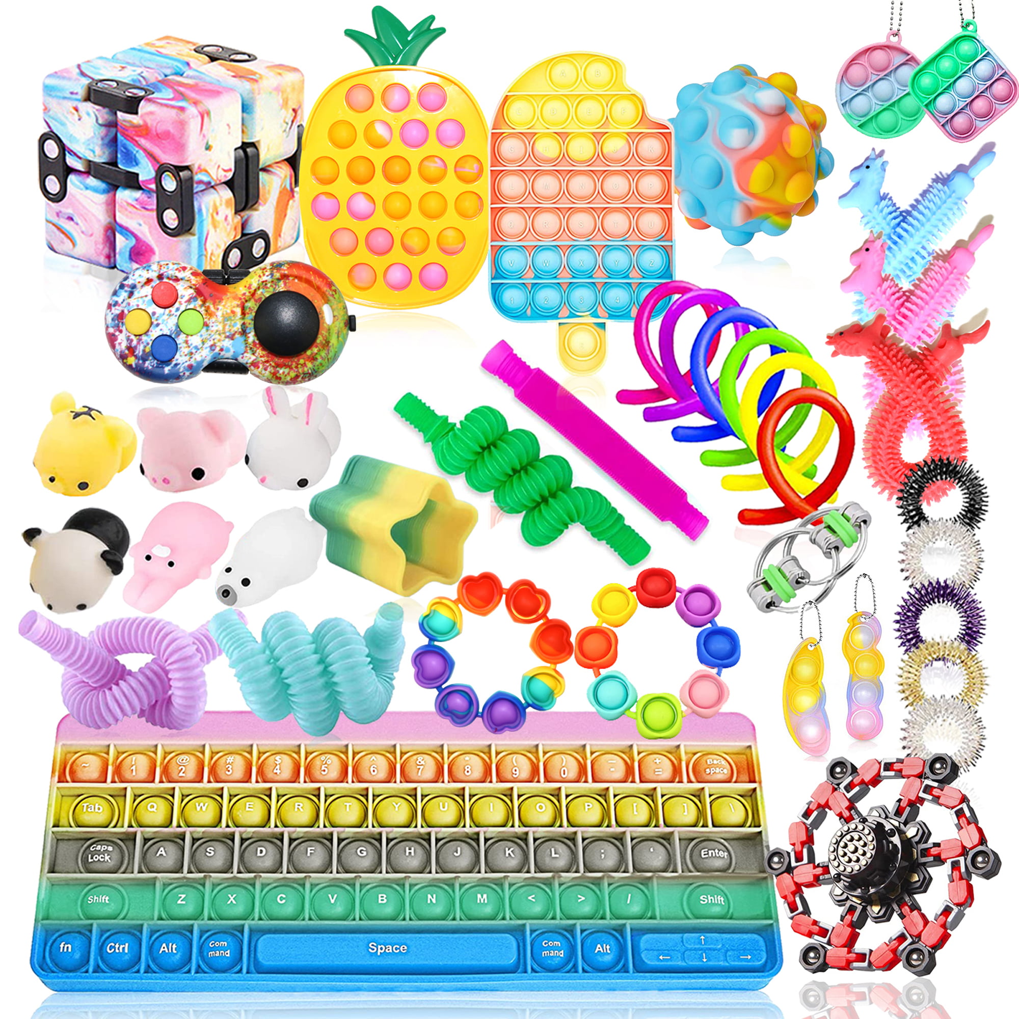 8Pack Fidget Toys Set Big Size Bubble Popit ADHD Stress Relief Tools Bundle Game 