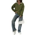 thumbnail image 4 of SHEWIN Sweatshirt for Women Oversized Casual Long Sleeve Quarter Button Henley Neck Pullover Tops Fall Winter Fleece Lining Outfits Clothes, 4 of 9