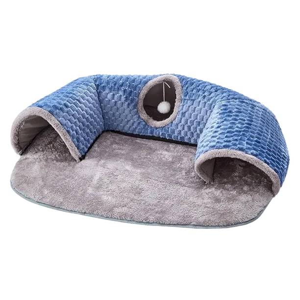 Tapete túnel para gatos, tapete extraíble, tapete interactivo para ejercicios, escondite para gatos Azul L