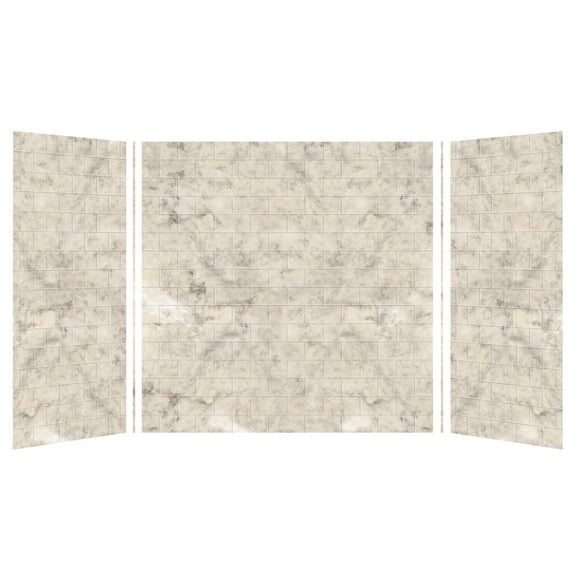 Transolid SWK603660-49 SaraMar 36-in X 60-in X 60-in Glue to Wall 3-Piece Tub Wall Kit, Sand Creme