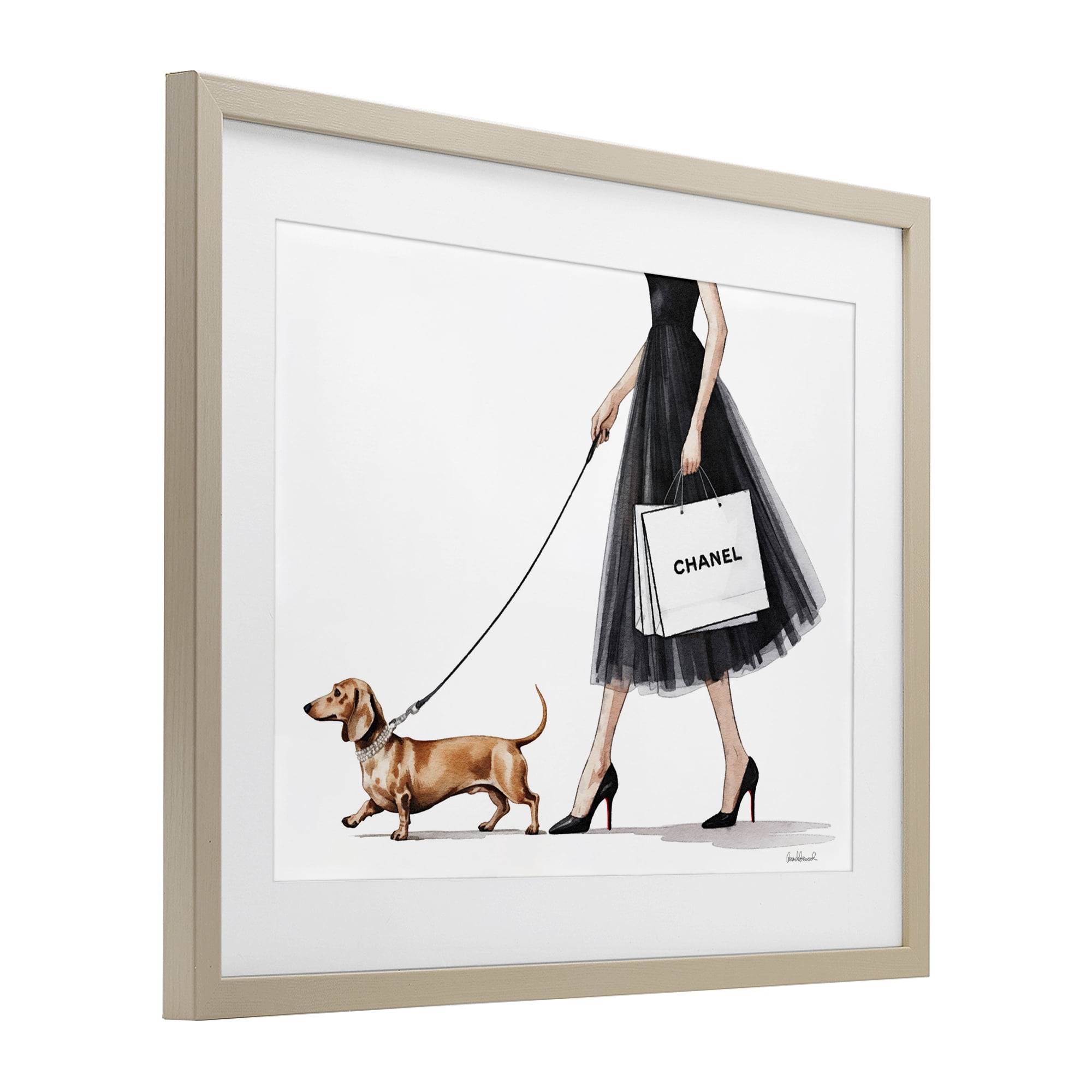 Stupell Industries Glam Dog Walking Birch Framed Print Under Glass, design by Amanda Greenwood